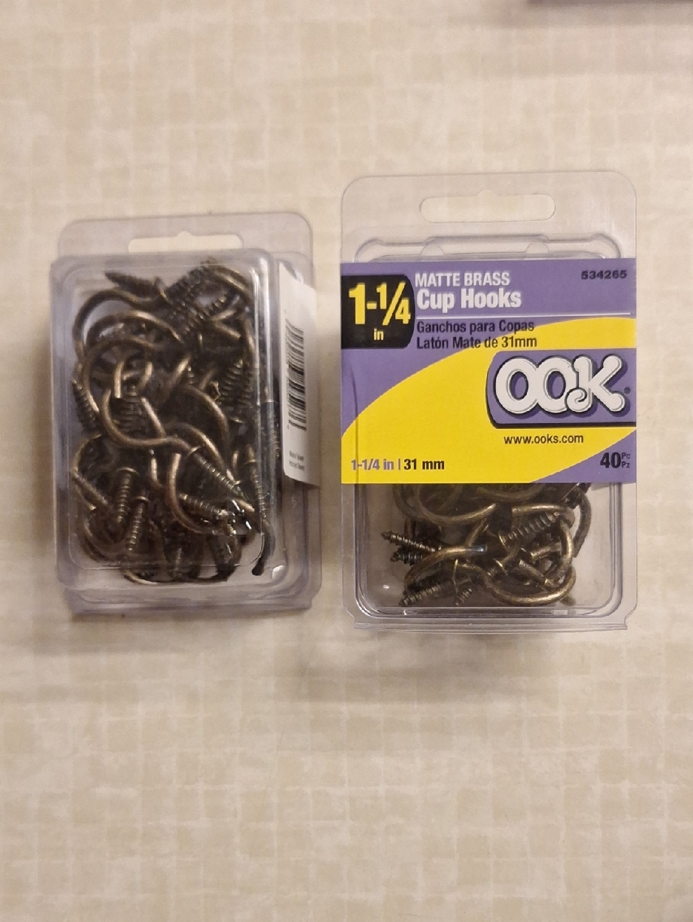 Matte Brass 1-1/4 in Cup Hooks - Matte Brass